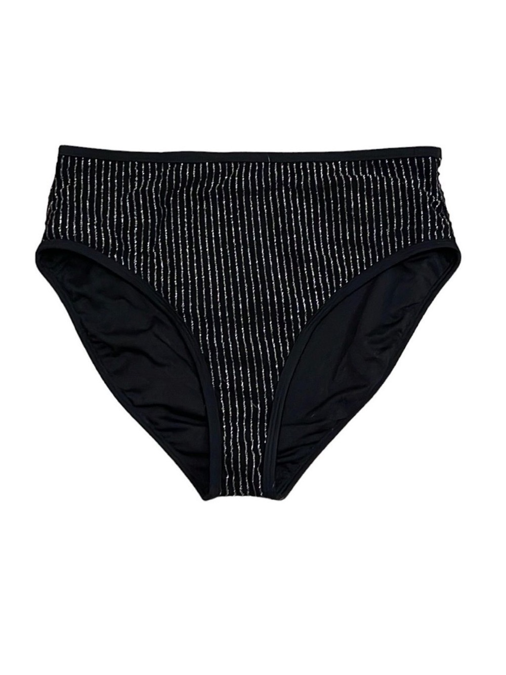 Swimsuits For All Black Silver Striped Swim Bottoms NEW Size 14